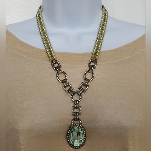 Heidi Daus Linked In Seafoam Green Swarovoski Crystal Beaded Drop Necklace